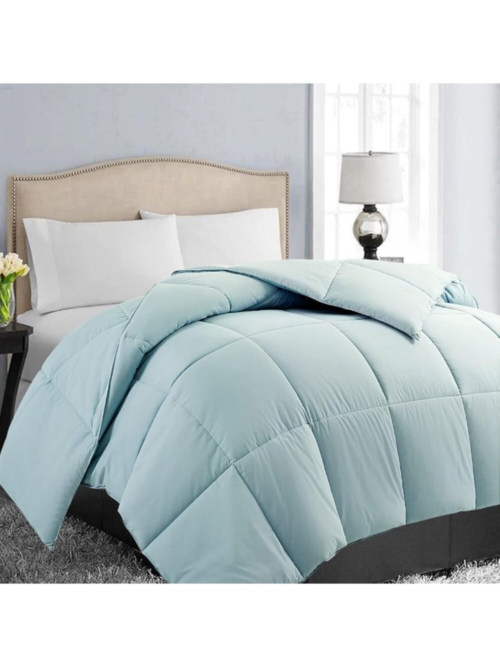 Cozy Aqua Queen Size Down Alternative Comforter, Soft & Warm, 88x88 Inches